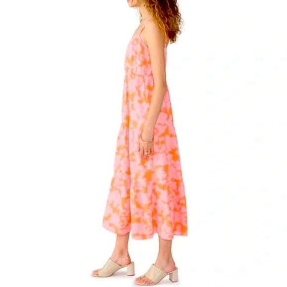 Anthropologie Social Standard By Sanctuary Pink Coral Floral Maxi Dress, Sz Med - Picture 3 of 10